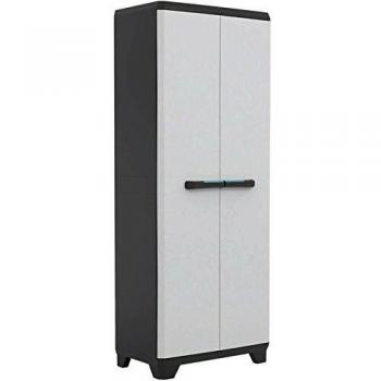 Keter Armario Linear Alto | Armario de almacenaje 3 Baldas - Color Negro/Gris | Dimensiones 68 x 39 x 173 cm