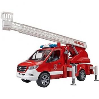 Bruder MB Sprinter Bombero con Escalera Giratoria - Juguete con Luces y Sonido