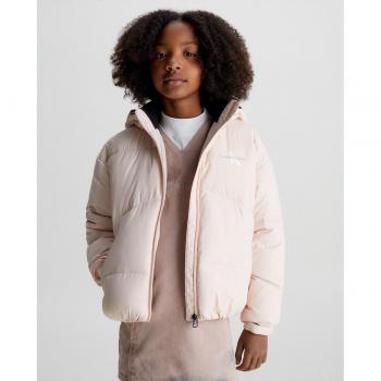 Calvin Klein - Chaqueta acolchada de niña rosa con capucha