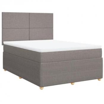 Cama box spring con colchón de Tortera 160x200 cm en tela gris taupe