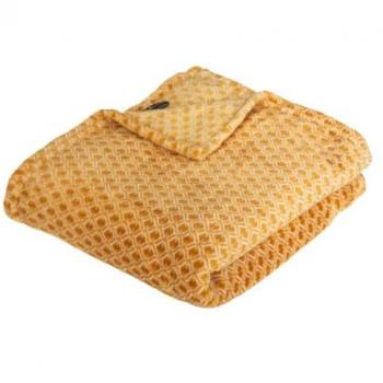 Manta Estampada Otto de Franela 100% Poliéster - Amarillo Ocre - 125x150 cm