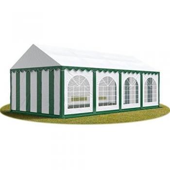 Carpa para fiestas 4x8 m con base reforzada, PVC 750, verde oscuro-blanco
