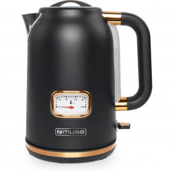 Hervidor Eléctrico Inalámbrico Muse MS-030BC - 1.7L, 2200W, Negro con Temperatura Visible