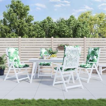 Cojines de silla de respaldo alto 4 piezas hojas patrón tela Oxford Vidaxl Verde