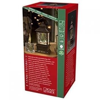 Farola LED Navideña Konstsmide 4356-000 con Nieve, Llenada de Agua, Interior, Luz Cálida, a Pilas