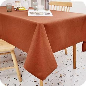 Amazon Brand - Umi Mantel Retangular Antimanchas Resistente Agua Tela de Mesa de Cocina Comedor Familia 130x200cm Rojo Ladrillo