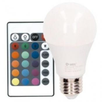 Bombilla de led estándar 9W E27 RGB + 3000K con mando