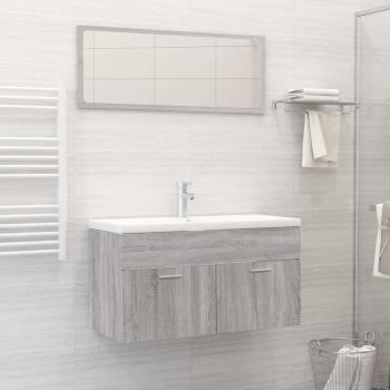 Set de muebles de baño 2 pzas madera contrachapada gris sonoma