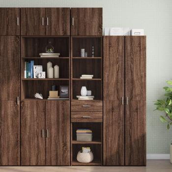 Gabinete estrecho de madera de ingeniería en color roble marrón, dimensiones 45x42,5x225 cm
