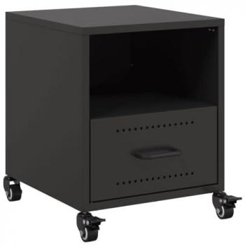 vidaXL Bedside Cabinet Black 36x39x43.5 cm Steel