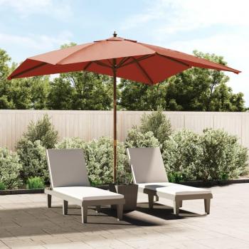 Parasol de jardín con poste de madera, 300x300x273 cm, colores disponibles: terracota, arena, verde y antracita
