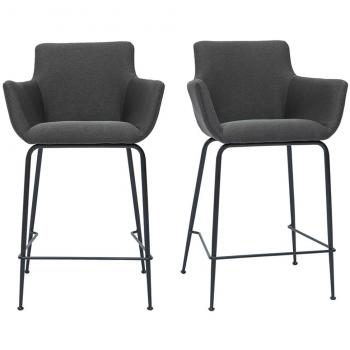 Set de 2 taburetes de cocina CARLIE de tela gris antracita 65 cm