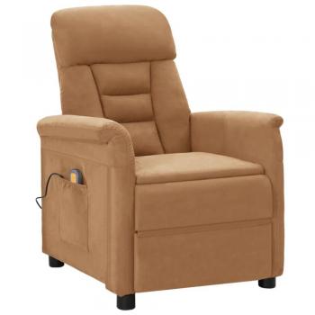 Sillón de masaje de piel de ante artificial gris taupé
