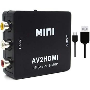 Convertidor de video RCA a HDMI, 1080P AV a HDMI, adaptador CVBS compuesto compatible con PAL/NTSC con cable USB para PC, portátil, Xbox, PS3, TV, STB, VHS VCR, cámara DVD