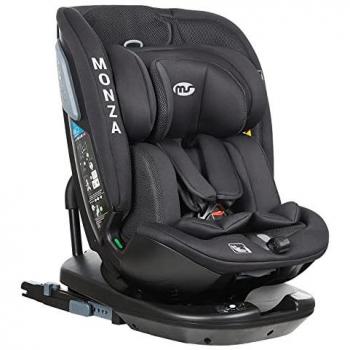 Silla de coche Monza MS 0-1-2-3 Isofix negra, para niños de 40 a 150 cm, a contramarcha hasta los 18 kg, con sistema de protección