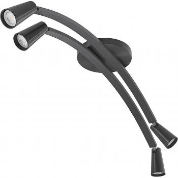 Plafón Lucande Velanoris, 4 luces, negro, moderno, hecho de aluminio para salón y comedor, con lámparas GU10