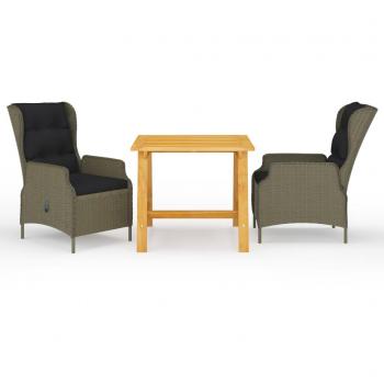 vidaXL 3-Piece Brown Garden Dining Set