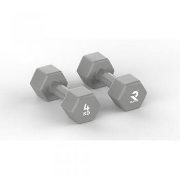 Mancuernas hexagonales de vinilo RUSTER Studio 4 kg (par) - Pesas Gym para Hombre y Mujer