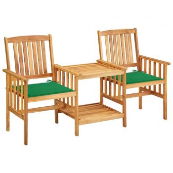 vidaXL - Conjunto de muebles de jardín de madera maciza acacia con cojines