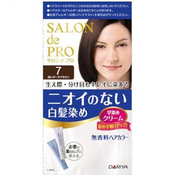 Dariya Salon de Pro Fragrance-Free Quick Dye Cream - 7 Deep Dark Brown Hair Color for Gray Coverage