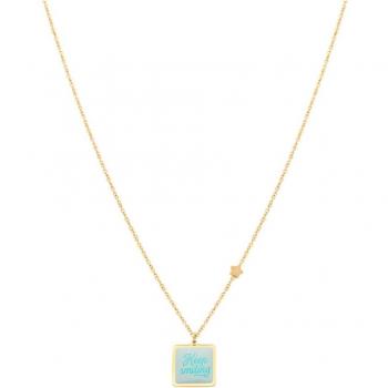 Collar Wonderful Words de acero turquesa