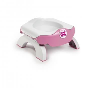 OKBABY Asiento Reductor de WC y Orinal de Viaje, Roady, Diseño Compacto y Ligero-Base de Goma Antideslizante, Taza Interior Extraíble, para Niños Pequeños, Fucsia