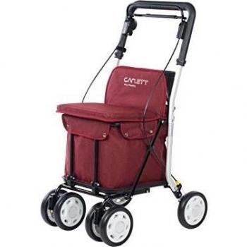Carlett Carro de la Compra Andador | Lett800S | Carrito 4 Ruedas con Asiento, Carga Máx 100KG, Bolsa Extraíble Capacidad 29L/15KG y Freno de Seguridad, Poliéster, Rojo