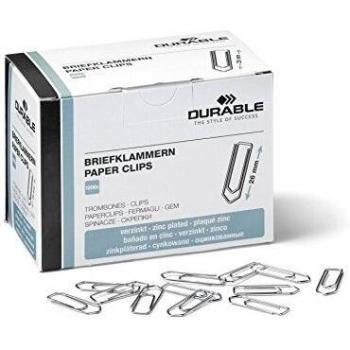 Clips para papel DURABLE 120725, 26 mm, galvanizado, 1000 unidades