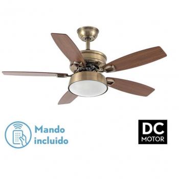 Ventilador de Techo DC Braw Cuero 5 Aspas Nogal Roble