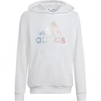 Sudadera adidas metallic print hoodie infantil blanca con estampado metálico, diseño cómodo y moderno, fabricada en material suave y transpirable, ideal para actividades deportivas y uso diario