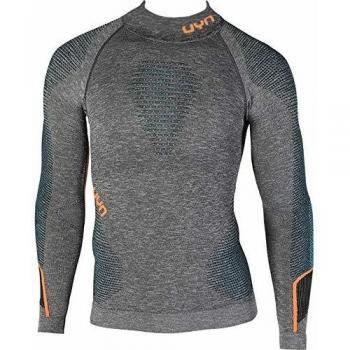 UYN Man AMBITYON UW Shirt LG_SL. Melange Turtleneck Camiseta, Hombre, Color Negro y Naranja Brillante, XX-Large