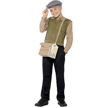 Smiffy'S 44066L Kit De Chico Evacuado Con Jersey Con Camisa Adjunta Y Sombrero Bolso, Verde, L - Edad 10-12 Años