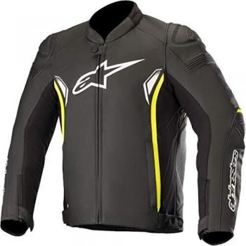 Alpinestars Chaqueta moto Sp-1 V2 Leather Jacket Black Yellow Fluo, Negro/Fluo, 46