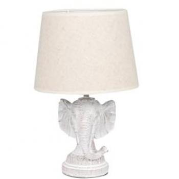 Adda Home - Lámpara Sobremesa Elefante Poliresina 26x26x41 Cm - Natural / Blanco / Beige - Estilo y Elegancia para Iluminar Tu Hogar U Oficina
