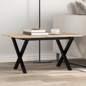 Mesa de centro vidaXL marco de madera maciza de pino y hierro 80x50x40 cm, ideal para salón o comedor, en color marrón