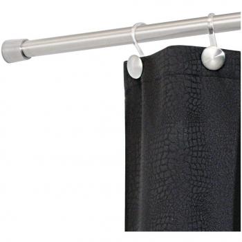 iDesign Barra para cortinas de ducha, barra telescópica extensible para instalar sin taladro, acero, plateado mate, tamaño extracorto 66 - 107 cm