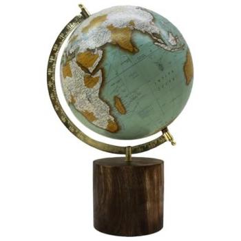 Globo Terráqueo Decorativo Redondo Azul - 42x28x25cm