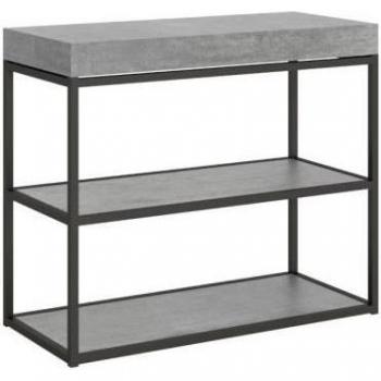 Consola Extensible 90x40/196 cm Plano Small Premium Cemento Estructura Antracita