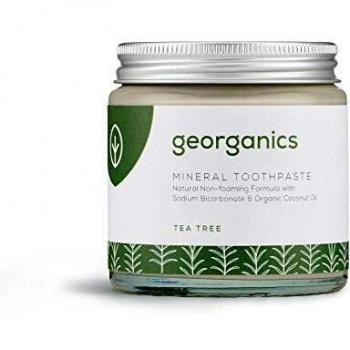 Georganics - Pasta de Dientes Blanqueadora Orgánica Rica en Minerales - Fórmula No Espumosa con Aceite de Coco Virgen Orgánico - Vegana y Cruelty Free, sin Flúor et SLS - Árbol de Té - 120ml