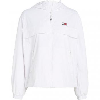 Tommy Hilfiger Women's Light White Nylon Sports Jacket with Hood, Size S
