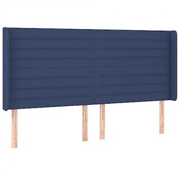 Cabecero con LED de tela azul 163x16x118/128 cm