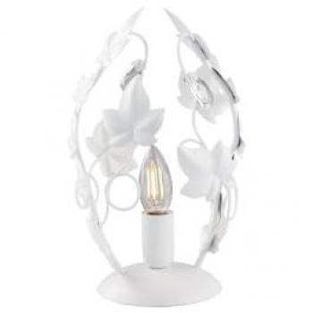 Lámpara de mesa Shabby Chic de hierro blanco con seis luces y pedrería 18x h30 cm
