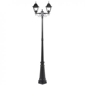 Farola de jardín vintage 2 luces con pantalla de vidrio y estructura de aluminio negro modelo Sukri
