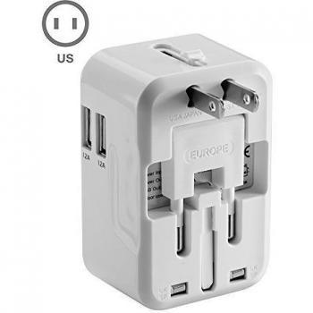 TBS®2307 CA Adaptador De Viaje Universal del enchufe y 2 cargador USB