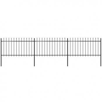 Black Steel Garden Fence with Spear Top 5.1x1 m