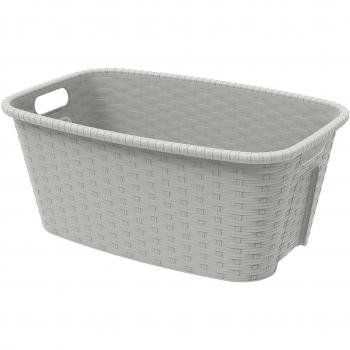 Cesto para la ropa 35l. 59,5x39,5x25cm imitación mimbre/rattan color crema Mondex