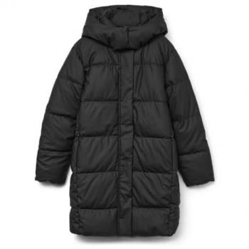 Vero Moda Women's Quilted Down Coat with Hood Gretakylie, Black, Size M