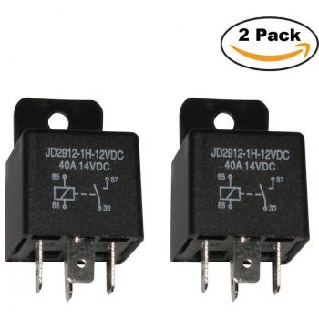 Ehdis 2 Piezas Coches Relé 4 Pin 12v 40A Spst Modelo No .: JD2912-1H-40A 12VDC 14VDC de los detectores magnéticos y Entrantes, Paquete de 2