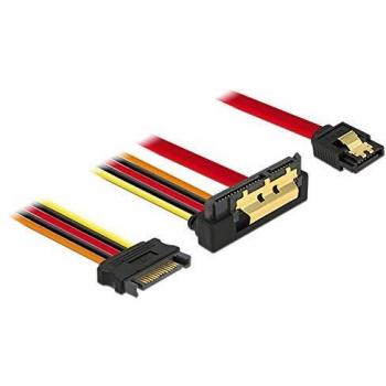 Cable SATA 0,3 m 6 Gb/s Hembra a Hembra con Conector de Alimentación de 15 Pines Negro/Rojo