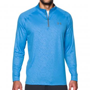 Under Armour Ua Tech Emboss 1/4 Zip Camisa de Manga Larga, Hombre, Azul, M